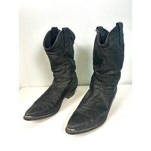 Dingo Black Leather Western Cowboy Slouch Boots Metal Toe Cap Size 9 Rodeo Women